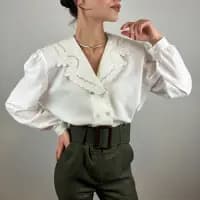 Yaka İşlemeli Vintage Gömlek - 3