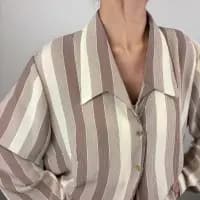 Şerit Desenli Vintage Gömlek - 1