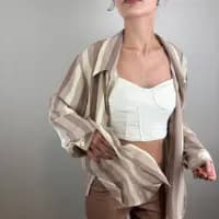 Şerit Desenli Vintage Gömlek - 3