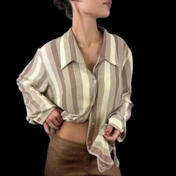 Şerit Desenli Vintage Gömlek güzel