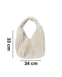 Krem El Örgüsü Makrome Krem Çanta - 3
