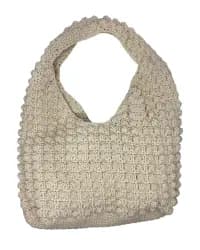 Krem El Örgüsü Makrome Krem Çanta - 2