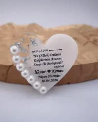 25 Adet Epoksi El Yapımı İnci Detaylı Söz Nişan Düğün ve Özel Günler İçin Hediyelik Hatıra Magnet - 1
